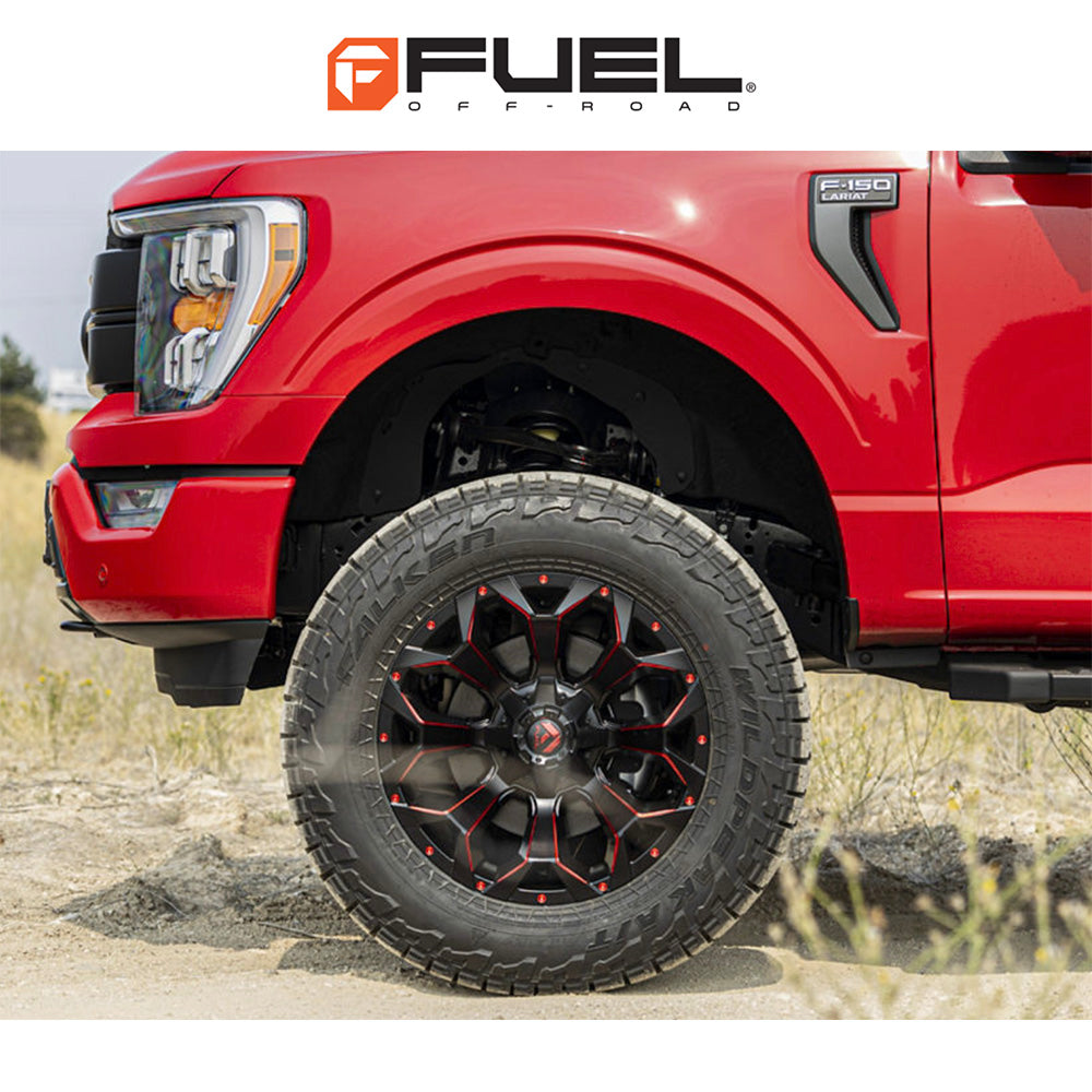 トヨタ ランドクルーザー用 フューエル アサルト 20x9J ET 19 フロント、リア マットブラック レッドミルド ホイール４本セット　Fuel ASSAULT 20X9 6X135/5.5 106.1 MBQ 19MM (消費税、送料込み)