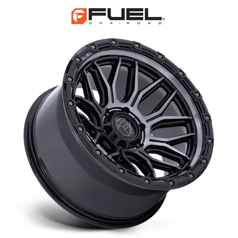 トヨタ ランドクルーザー用 フューエル サージ 18x9J ET 20 フロント、リア グロスブラック マシニング加工済み(グレーティント付き)ホイール４本セット　Fuel SURGE 18X9 6X5.5 106 +20 G-BLK-MCH-GTCC (消費税、送料込み)