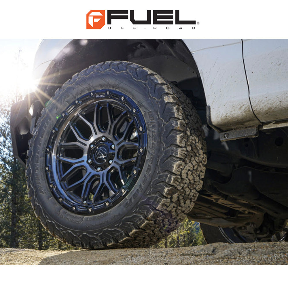 トヨタ ランドクルーザー用 フューエル サージ 18x9J ET 20 フロント、リア グロスブラック マシニング加工済み(グレーティント付き)ホイール４本セット　Fuel SURGE 18X9 6X5.5 106 +20 G-BLK-MCH-GTCC (消費税、送料込み)
