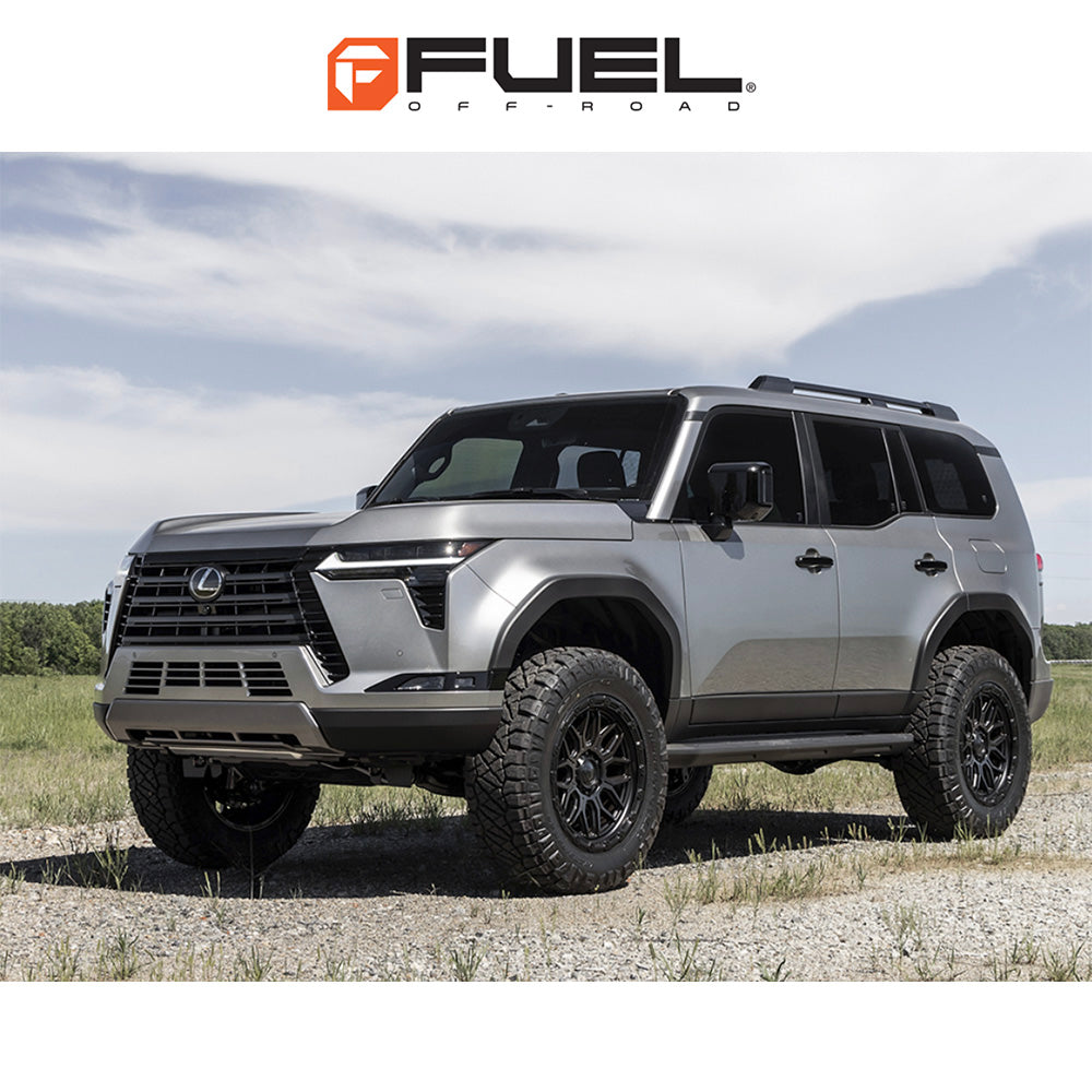 トヨタ ランドクルーザー用 フューエル サージ 18x9J ET 20 フロント、リア マットブラック グロスブラック リップ ホイール４本セット　Fuel SURGE 18X9 6X5.5 106 +20 M-BLK GB-LP (消費税、送料込み)