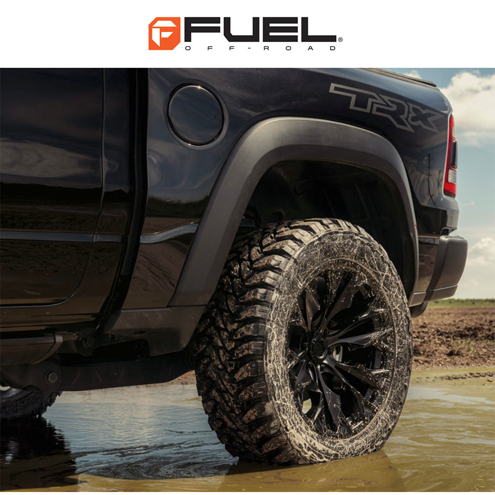 トヨタ ランドクルーザー用 フューエル フレイム 20x9J ET 20 フロント、リア ブラックアウト ホイール４本セット　Fuel FLAME 20X9 6X5.5 106 BD +20 (消費税、送料込み)