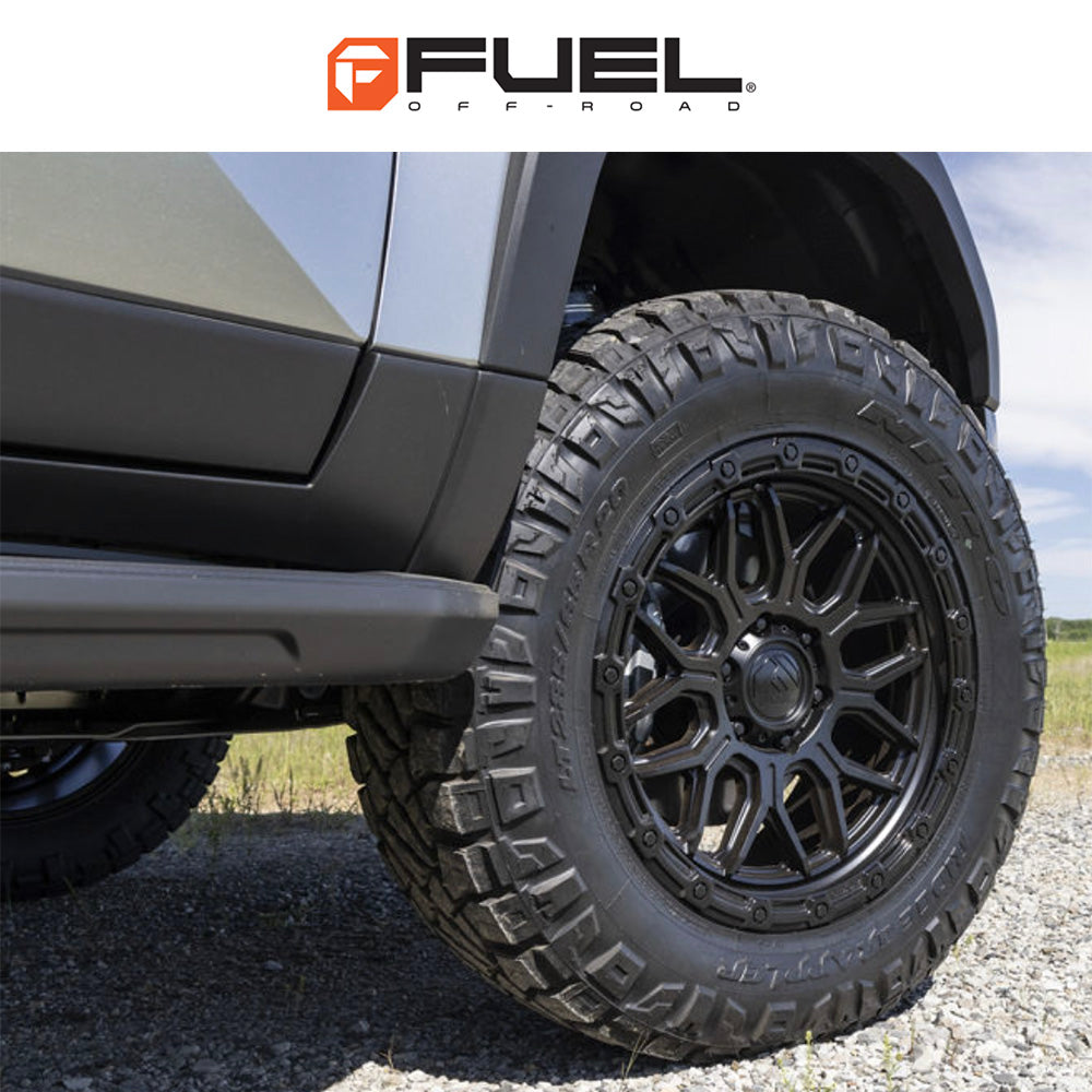 トヨタ ランドクルーザー用 フューエル サージ 18x9J ET 20 フロント、リア マットブラック グロスブラック リップ ホイール４本セット　Fuel SURGE 18X9 6X5.5 106 +20 M-BLK GB-LP (消費税、送料込み)