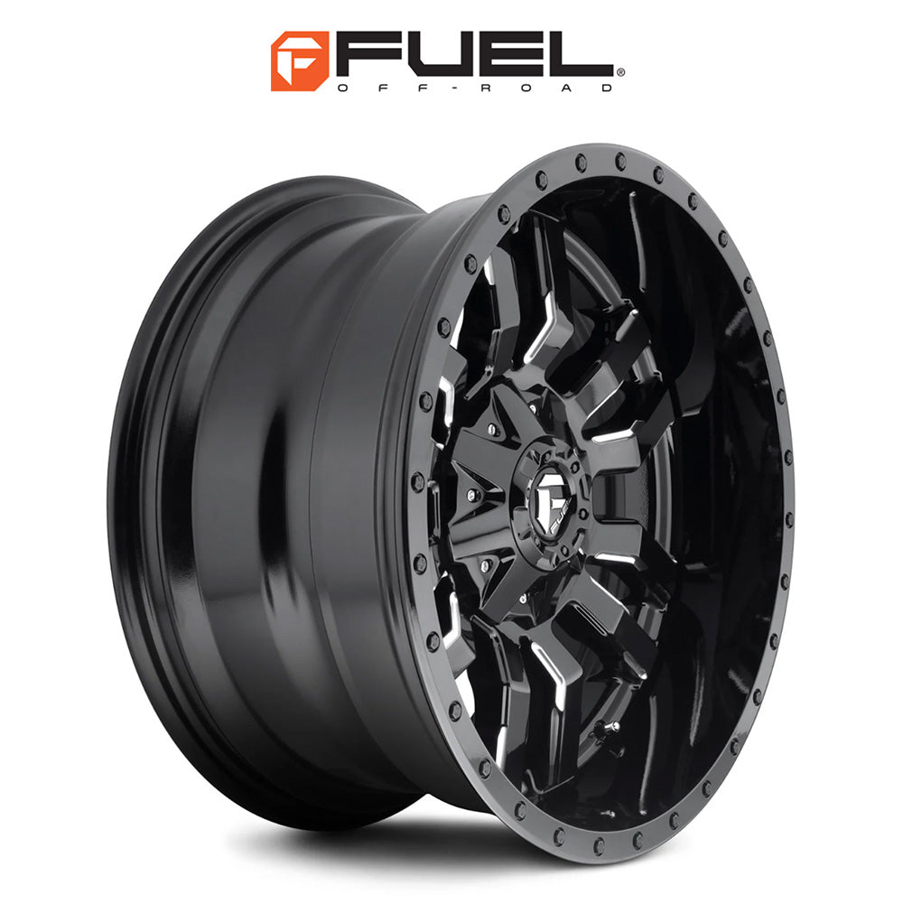 トヨタ ランドクルーザー用 フューエル スレッジ 20x9J ET 19 フロント、リア グロスブラックミルド ホイール４本セット　Fuel SLEDGE 20X9 6X135/5.5 106.1 NBL +19 (消費税、送料込み)