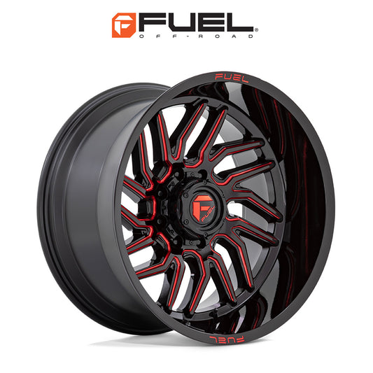 トヨタ ランドクルーザー用 フューエル ハリケーン 20x9J ET 20 フロント、リア グロスブラック、ミルド加工、レッドティント ホイール４本セット　Fuel HURRICANE 20X9 6X5.5 106 NLQ +20 (消費税、送料込み)