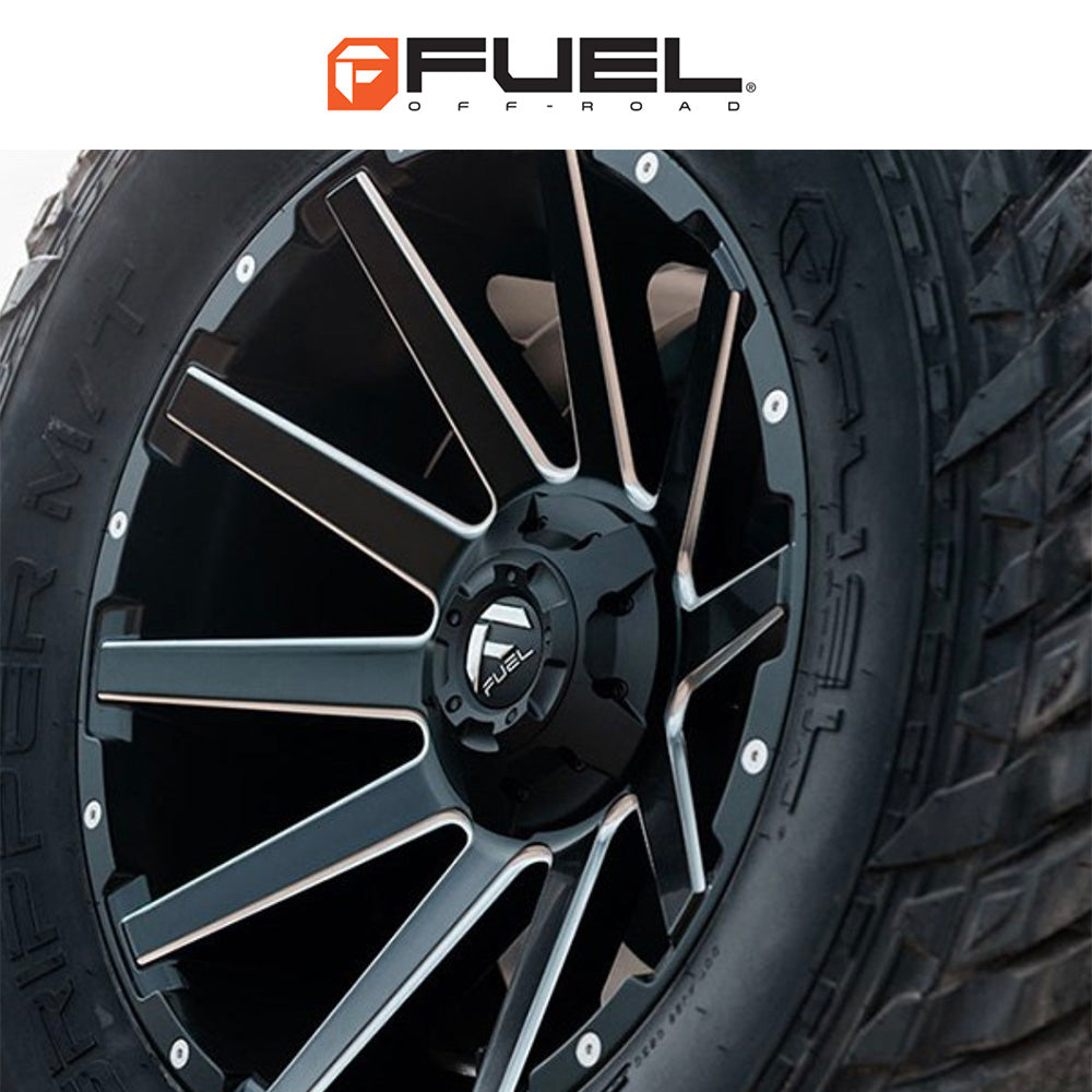 トヨタ ランドクルーザー用 フューエル コントラ 20x9J ET 20 フロント、リア グロスブラックミルド ホイール４本セット　Fuel CONTRA 20X9 6X135/5.5 106.1 NBL +20 (消費税、送料込み)