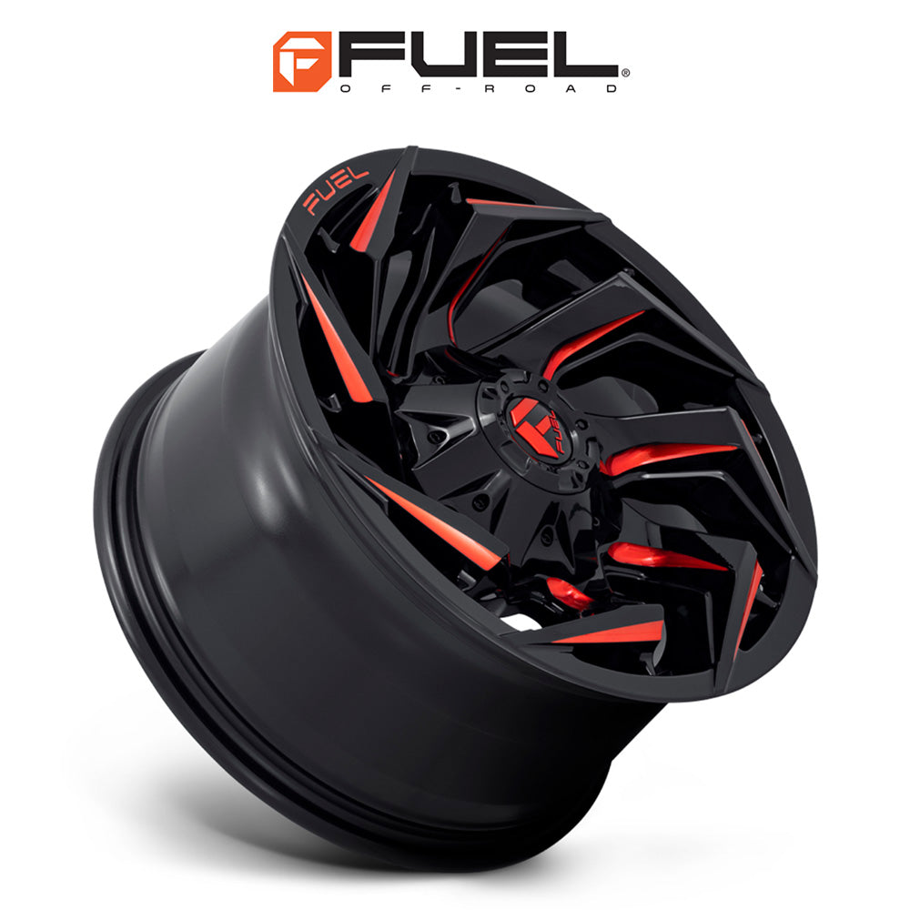 トヨタ ランドクルーザー用 フューエル リアクション 20x9J ET 20 フロント、リア グロスブラック、ミルド加工、レッドティント ホイール４本セット　Fuel REACTION 20X9 6X135/5.5 106.1 NLQ 20MM (消費税、送料込み)