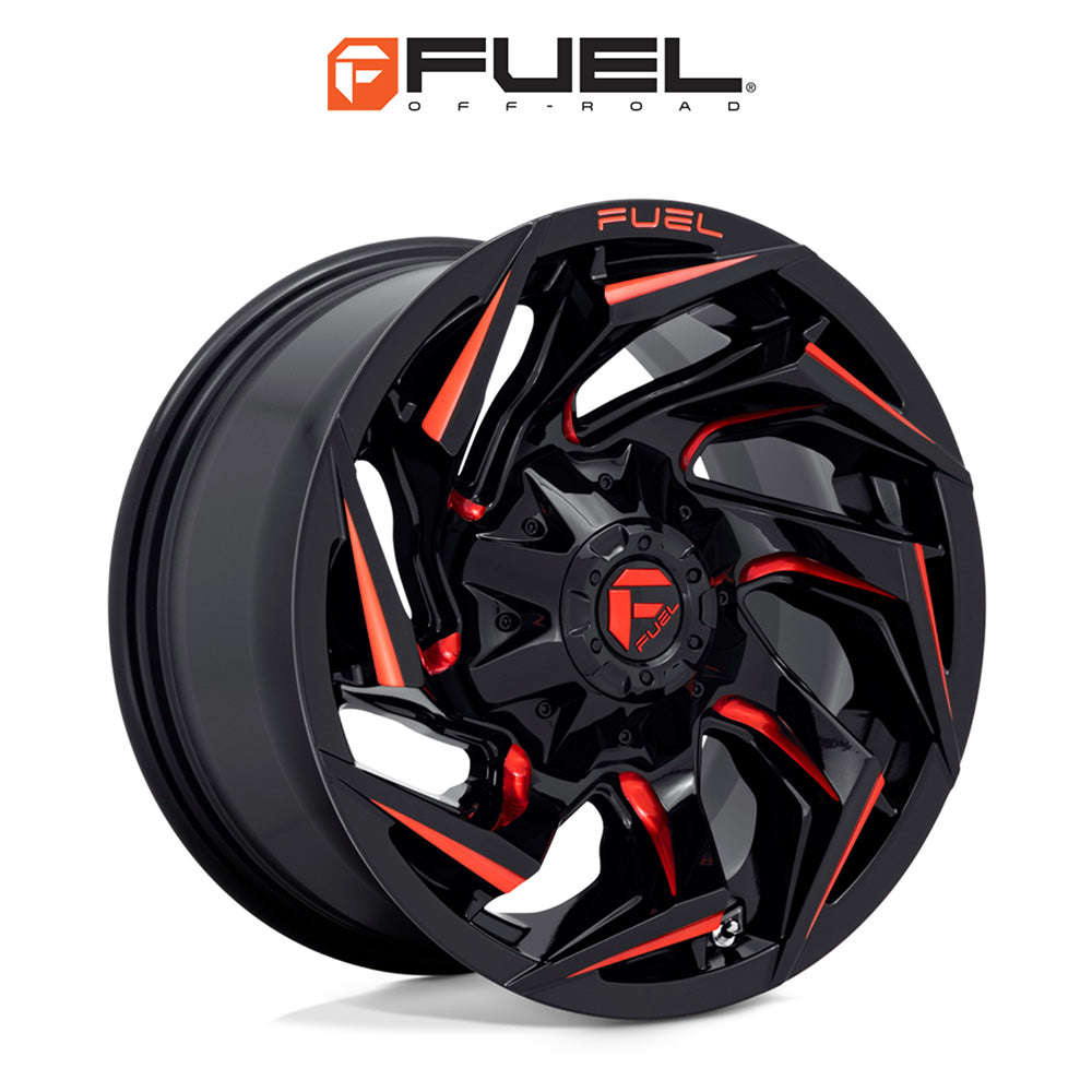 トヨタ ランドクルーザー用 フューエル リアクション 20x9J ET 20 フロント、リア グロスブラック、ミルド加工、レッドティント ホイール４本セット　Fuel REACTION 20X9 6X135/5.5 106.1 NLQ 20MM (消費税、送料込み)