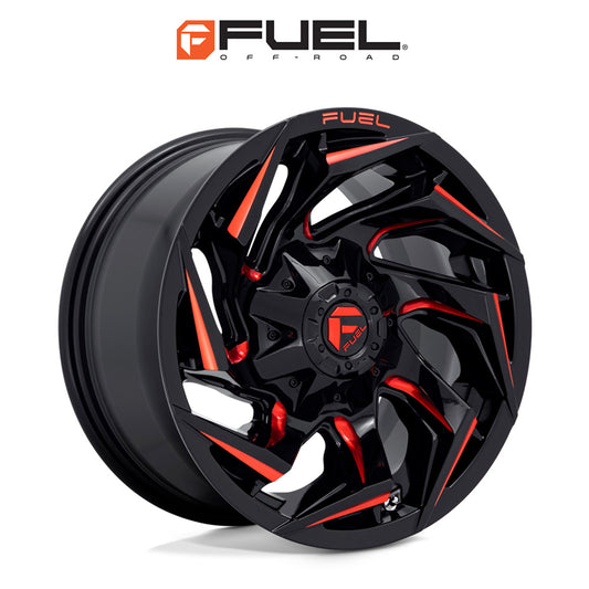 トヨタ ランドクルーザー用 フューエル リアクション 20x9J ET 20 フロント、リア グロスブラック、ミルド加工、レッドティント ホイール４本セット　Fuel REACTION 20X9 6X135/5.5 106.1 NLQ 20MM (消費税、送料込み)