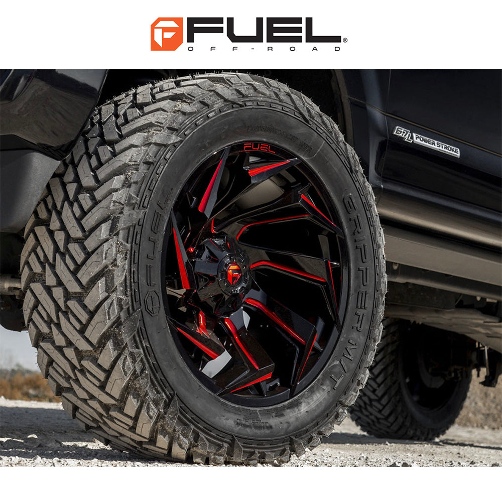 トヨタ ランドクルーザー用 フューエル リアクション 20x9J ET 20 フロント、リア グロスブラック、ミルド加工、レッドティント ホイール４本セット　Fuel REACTION 20X9 6X135/5.5 106.1 NLQ 20MM (消費税、送料込み)
