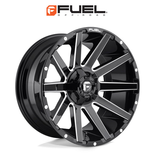 トヨタ ランドクルーザー用 フューエル コントラ 20x9J ET 20 フロント、リア グロスブラックミルド ホイール４本セット　Fuel CONTRA 20X9 6X135/5.5 106.1 NBL +20 (消費税、送料込み)