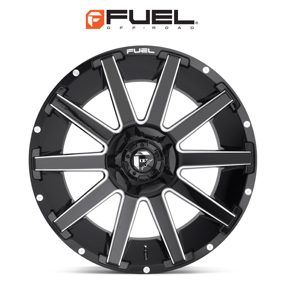 トヨタ ランドクルーザー用 フューエル コントラ 20x9J ET 20 フロント、リア グロスブラックミルド ホイール４本セット　Fuel CONTRA 20X9 6X135/5.5 106.1 NBL +20 (消費税、送料込み)