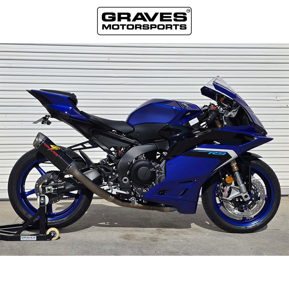 2025年式以降ヤマハ ＹＺＦ－Ｒ９用グレイヴス モータースポーツ製チタニウム ワークス エグゾースト カーボン サイレンサー(フルエキゾーストシステム)　Graves Yamaha R9 Titanium WORKS Exhaust - Carbon Silencer (消費税、送料込み)