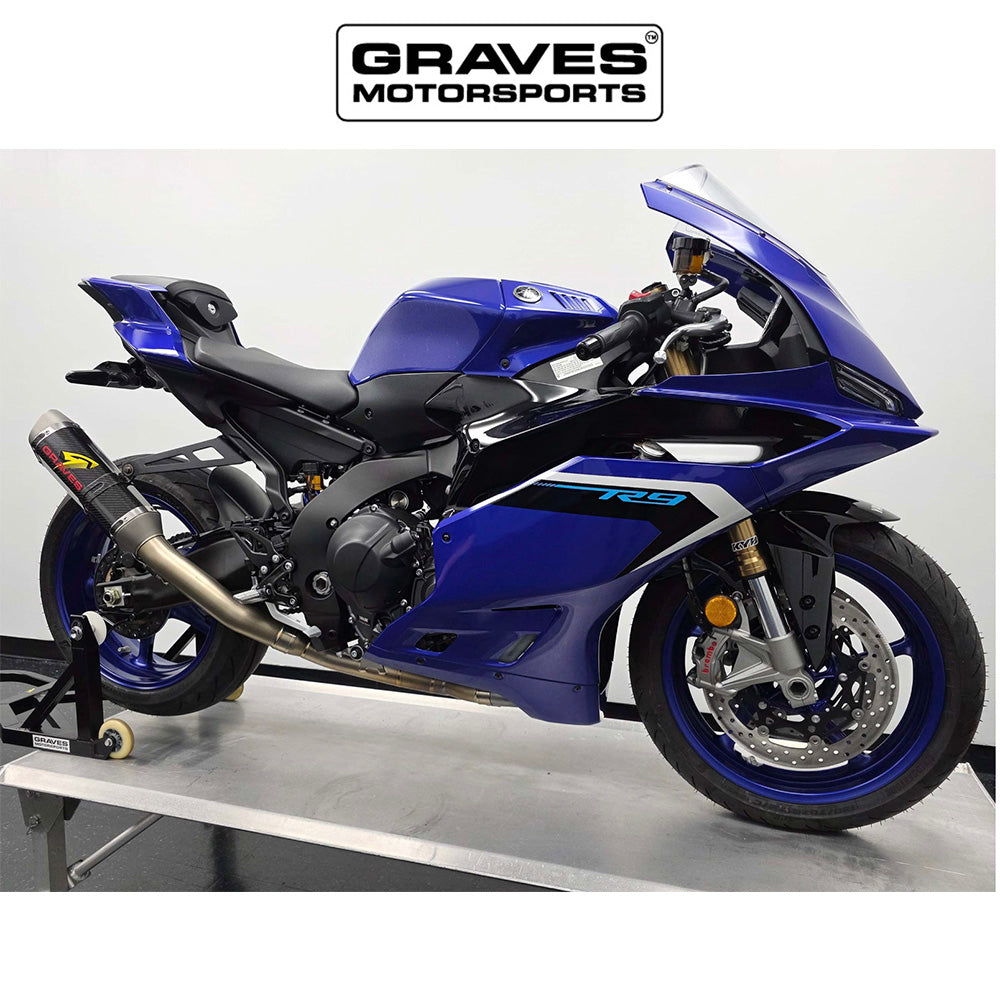 2025年式以降ヤマハ ＹＺＦ－Ｒ９用グレイヴス モータースポーツ製チタニウム ワークス エグゾースト カーボン サイレンサー(フルエキゾーストシステム)　Graves Yamaha R9 Titanium WORKS Exhaust - Carbon Silencer (消費税、送料込み)