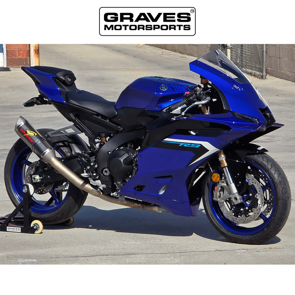 2025年式以降ヤマハ ＹＺＦ－Ｒ９用グレイヴス モータースポーツ製チタニウム ワークス エグゾースト カーボン サイレンサー(フルエキゾーストシステム)　Graves Yamaha R9 Titanium WORKS Exhaust - Carbon Silencer (消費税、送料込み)
