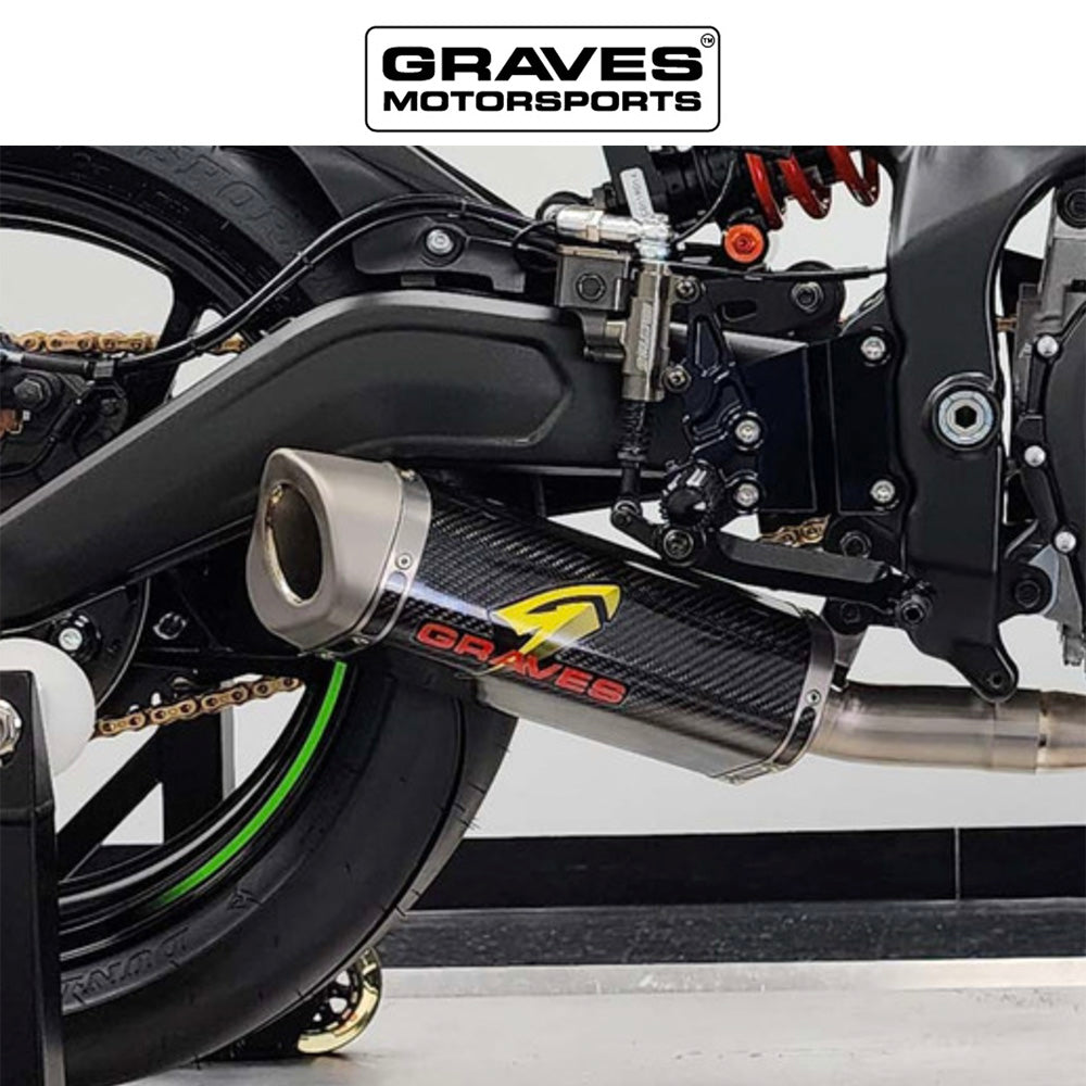 カワサキ ZX-4RR / ZX-4R用 グレイブス モータースポーツ製ワークス カーボン ローマウント フルエキゾーストシステム　Kawasaki WORKS ZX-4RR / ZX-4R Carbon LOW MOUNT Full Exhaust System (消費税、送料込み)
