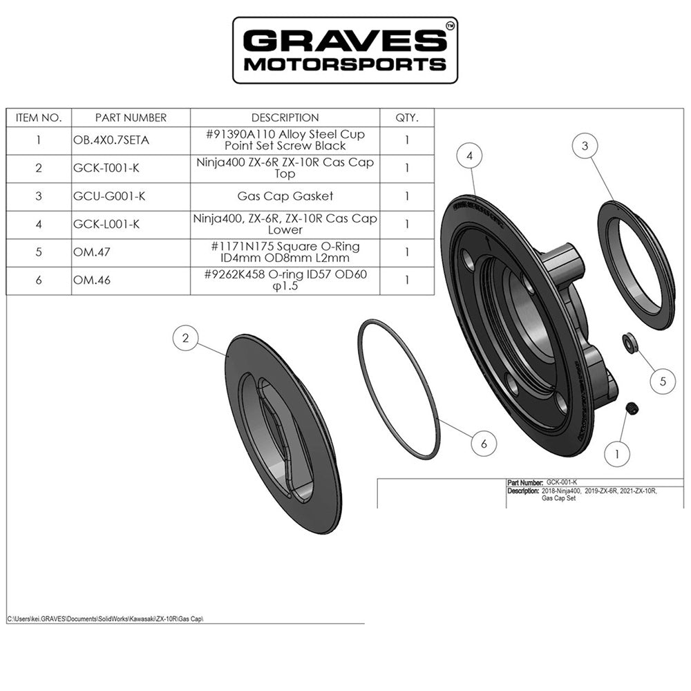 2018-2025年式 カワサキ Ｎｉｎｊａ ＺＸ－６Ｒ用 グレイブス モータースポーツ製ツイストオン/オフ式ガソリンキャップ　Graves Motorsports Kawasaki Gas Cap - Multi Fitment (消費税、送料込み)