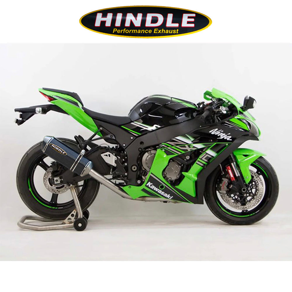 2016-2020年式 カワサキ Ｎｉｎｊａ ＺＸ－１０Ｒ用 ヒンドル製エボリューション フル排気システム(カーボン製マフラー、カーボンキャップ付き)　Hindle Evolution Full System Kawasaki ZX10 2016-20 (消費税、送料込み)