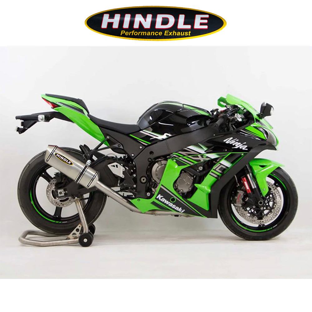 2016-2020年式 カワサキ Ｎｉｎｊａ ＺＸ－１０Ｒ用 ヒンドル製エボリューション フル排気システム(ステンレス製マフラー、ステンレスキャップ付き)　Hindle Evolution Full System Kawasaki ZX10 2016-20 (消費税、送料込み)