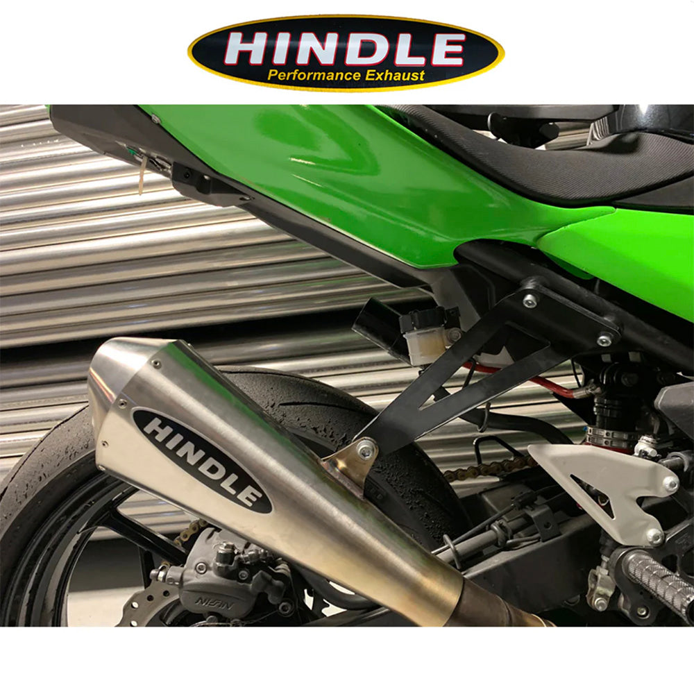 2018-2023年式 カワサキ Ninja400用 ヒンドル製 エボリューション メガホン フルシステム(ステンレスマフラー、ステンレスキャップ付き)　2018-23 Kawasaki Ninja400, Ninja 500 Hindle Evolution Megaphone Full System Kawasaki (消費税、送料込み)