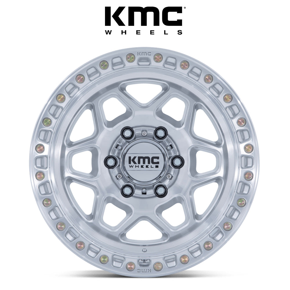 トヨタ ランドクルーザー用 KMC トルクス 17x8.5J ET 25 フロント、リア グロスシルバーマシンドフェイス ホイール４本セット　KMC TORX 17X8.5 6X5.5 106 +25 G-SLV MACH-FC (消費税、送料込み)