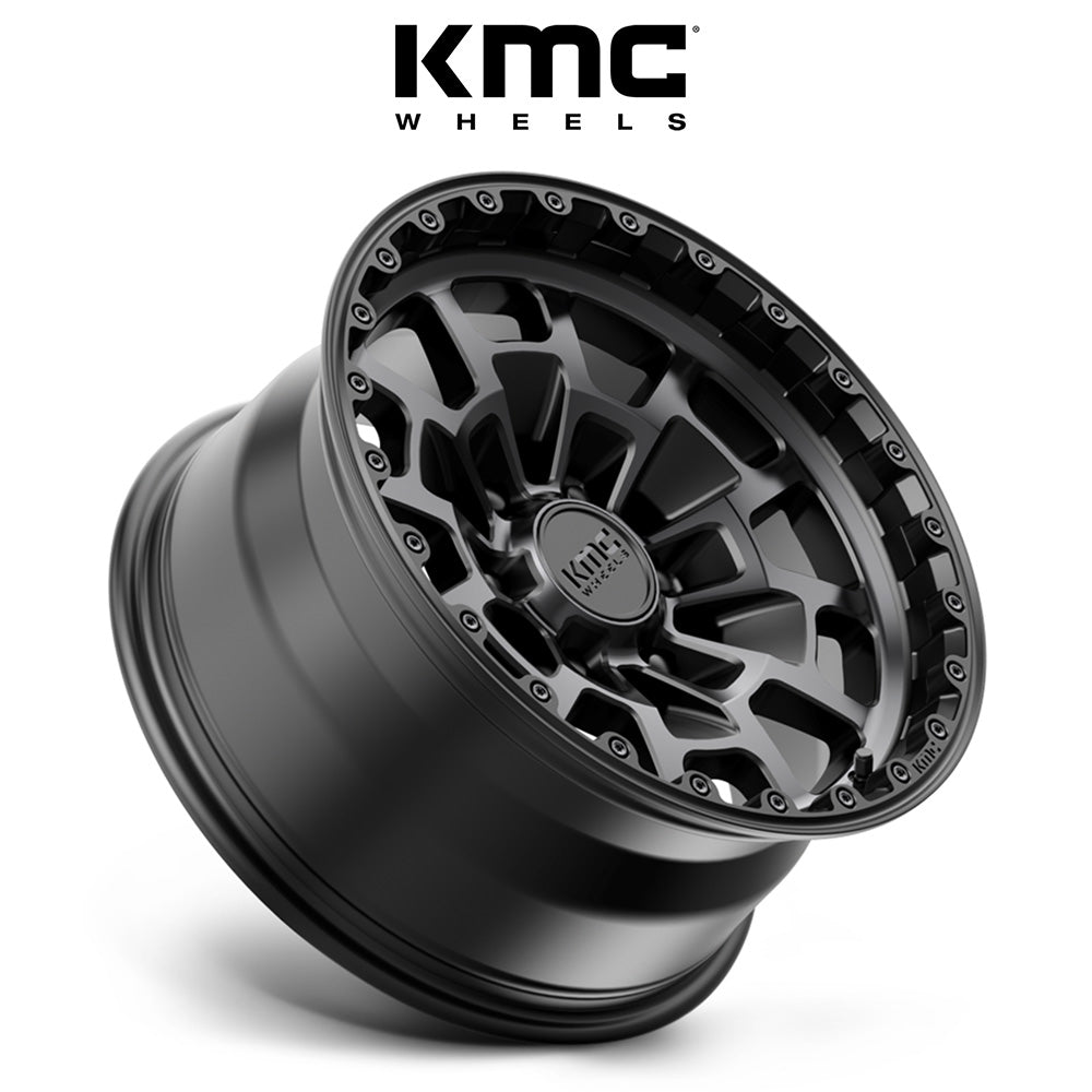 トヨタ ランドクルーザー用 KMC サミット 17x8.5J ET 18 フロント、リア サテンブラック グレーティント ホイール４本セット　KMC KM718 17X8.5 6X5.5 S-BLK GTCC 18MM (消費税、送料込み)