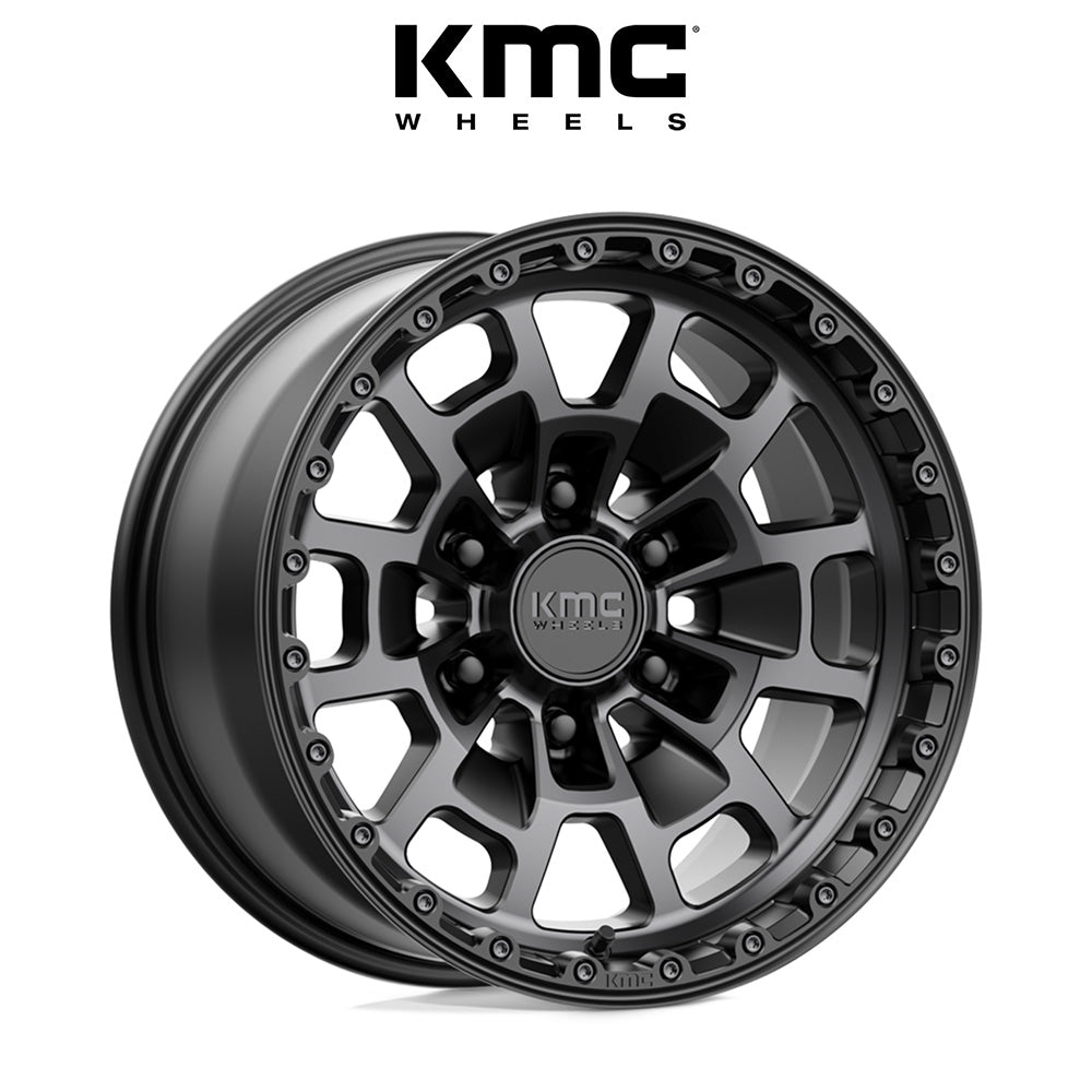 トヨタ ランドクルーザー用 KMC サミット 17x8.5J ET 18 フロント、リア サテンブラック グレーティント ホイール４本セット　KMC KM718 17X8.5 6X5.5 S-BLK GTCC 18MM (消費税、送料込み)
