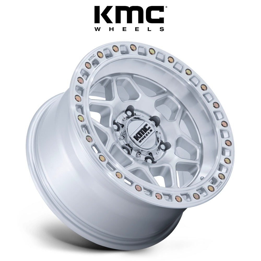 トヨタ ランドクルーザー用 KMC トルクス 17x8.5J ET 25 フロント、リア グロスシルバーマシンドフェイス ホイール４本セット　KMC TORX 17X8.5 6X5.5 106 +25 G-SLV MACH-FC (消費税、送料込み)