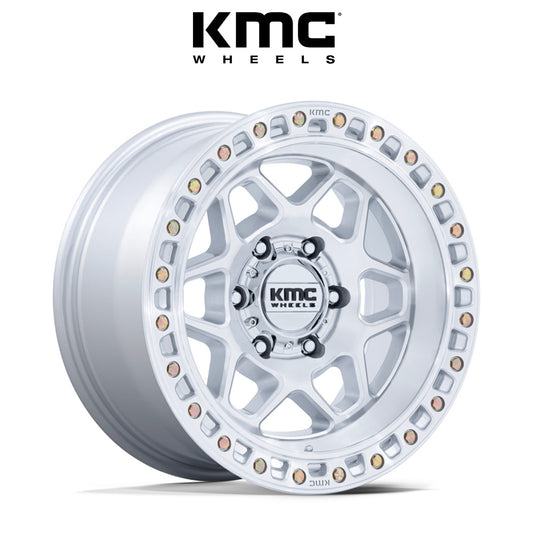 トヨタ ランドクルーザー用 KMC トルクス 17x8.5J ET 25 フロント、リア グロスシルバーマシンドフェイス ホイール４本セット　KMC TORX 17X8.5 6X5.5 106 +25 G-SLV MACH-FC (消費税、送料込み)