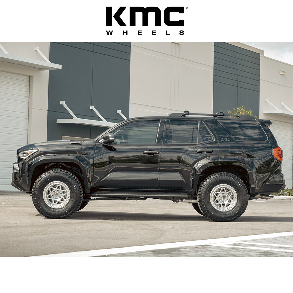 トヨタ ランドクルーザー用 KMC トルクス 17x8.5J ET 25 フロント、リア グロスシルバーマシンドフェイス ホイール４本セット　KMC TORX 17X8.5 6X5.5 106 +25 G-SLV MACH-FC (消費税、送料込み)