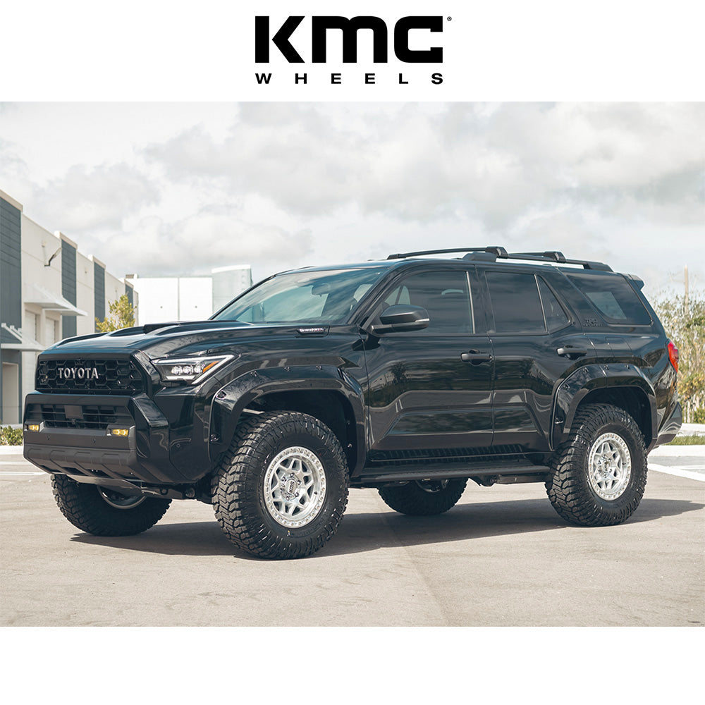 トヨタ ランドクルーザー用 KMC トルクス 17x8.5J ET 25 フロント、リア グロスシルバーマシンドフェイス ホイール４本セット　KMC TORX 17X8.5 6X5.5 106 +25 G-SLV MACH-FC (消費税、送料込み)
