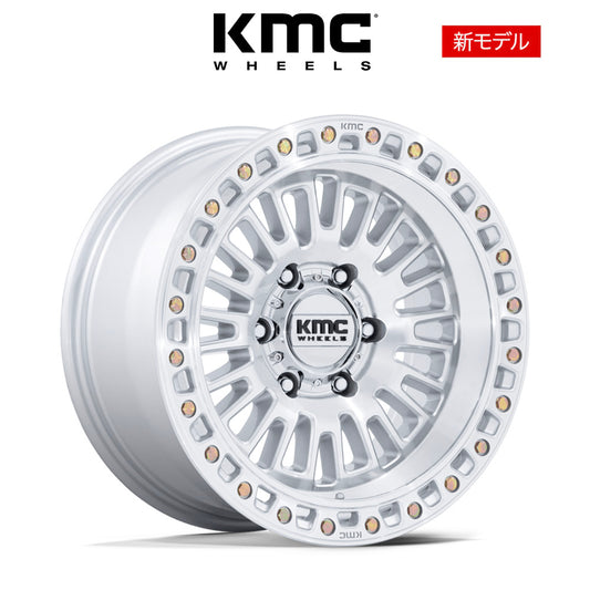 トヨタ ランドクルーザー用 KMC アステカ 17x8.5J ET 25 フロント、リア グロスシルバーマシンドフェイス ホイール４本セット　KMC AZTEC 17X8.5 6X5.5 106 +25 G-SLV-MCH (消費税、送料込み)