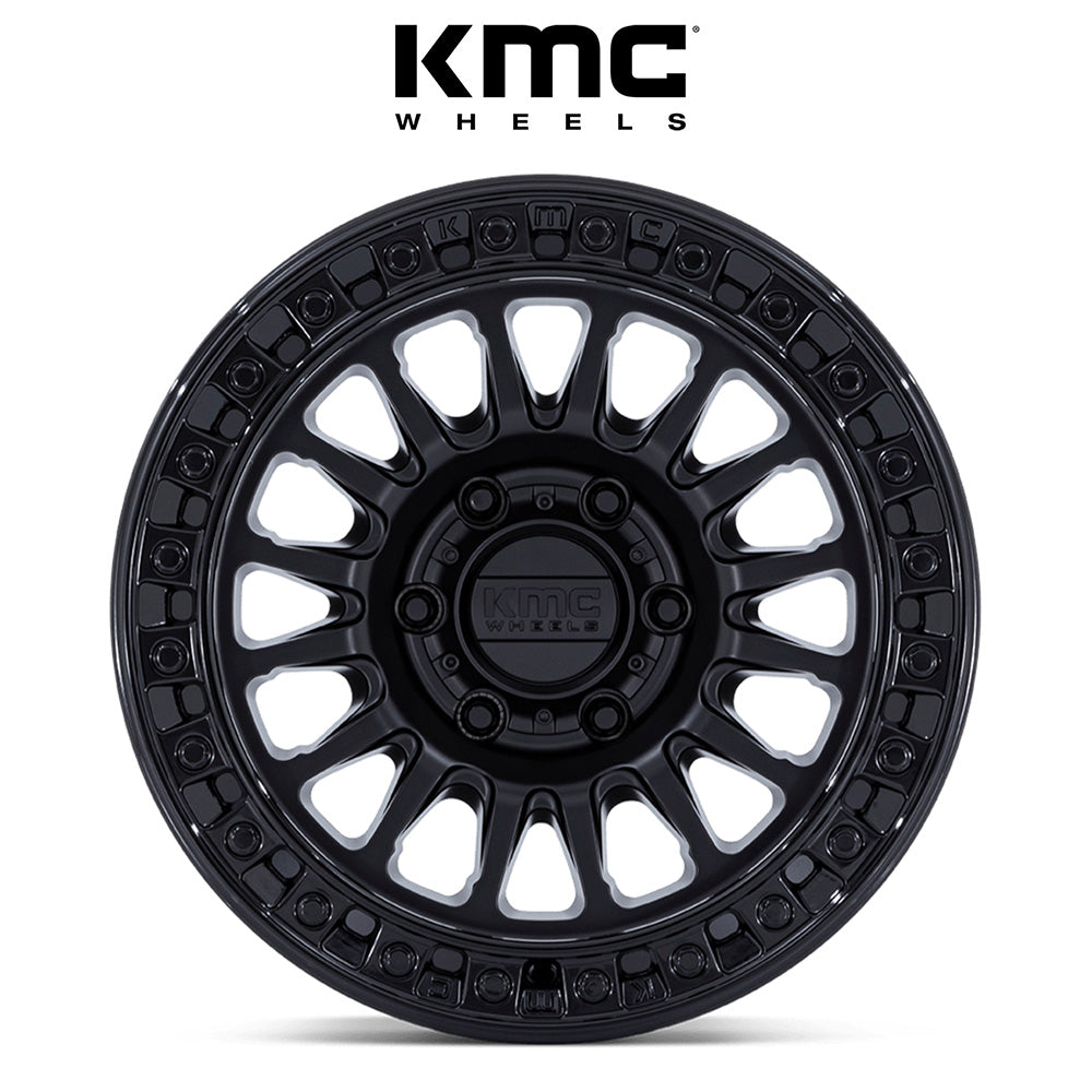 トヨタ ランドクルーザー用 KMC IMS 17x8.5J ET 25 フロント、リア マットブラック ＆ グロスブラック・リップ ホイール４本セット　KMC IMS 17X8.5 6X5.5 106 +25 M-BLK G-BLK-LP (消費税、送料込み)