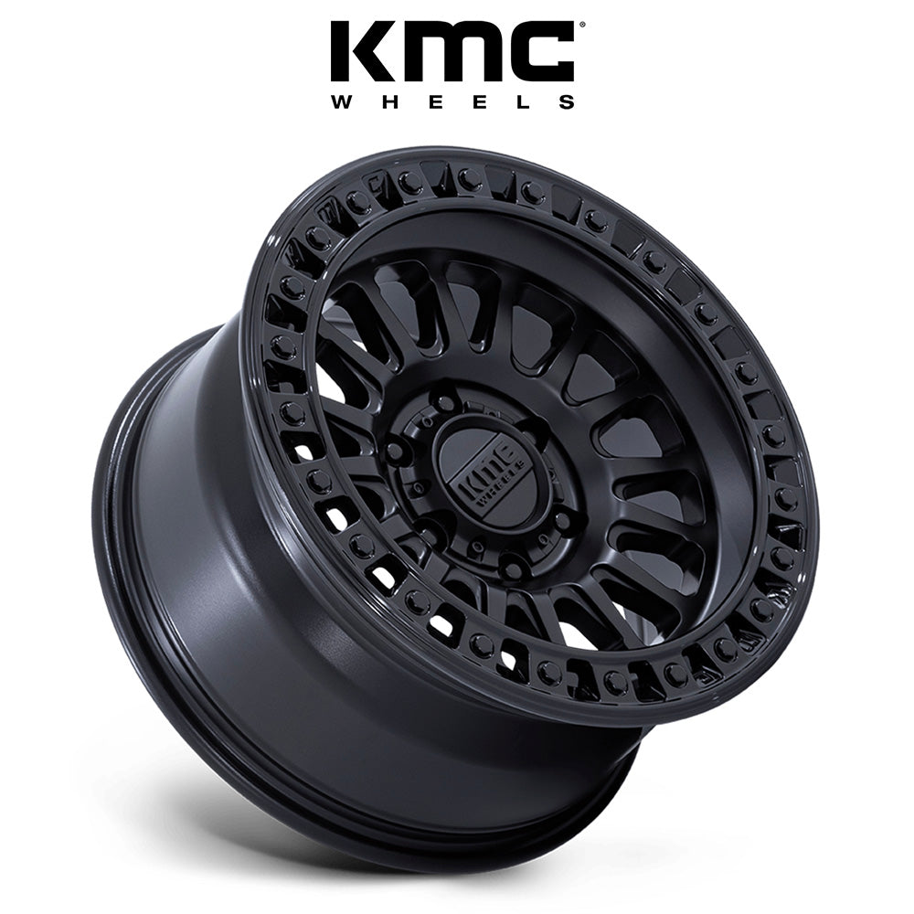トヨタ ランドクルーザー用 KMC IMS 17x8.5J ET 25 フロント、リア マットブラック ＆ グロスブラック・リップ ホイール４本セット　KMC IMS 17X8.5 6X5.5 106 +25 M-BLK G-BLK-LP (消費税、送料込み)