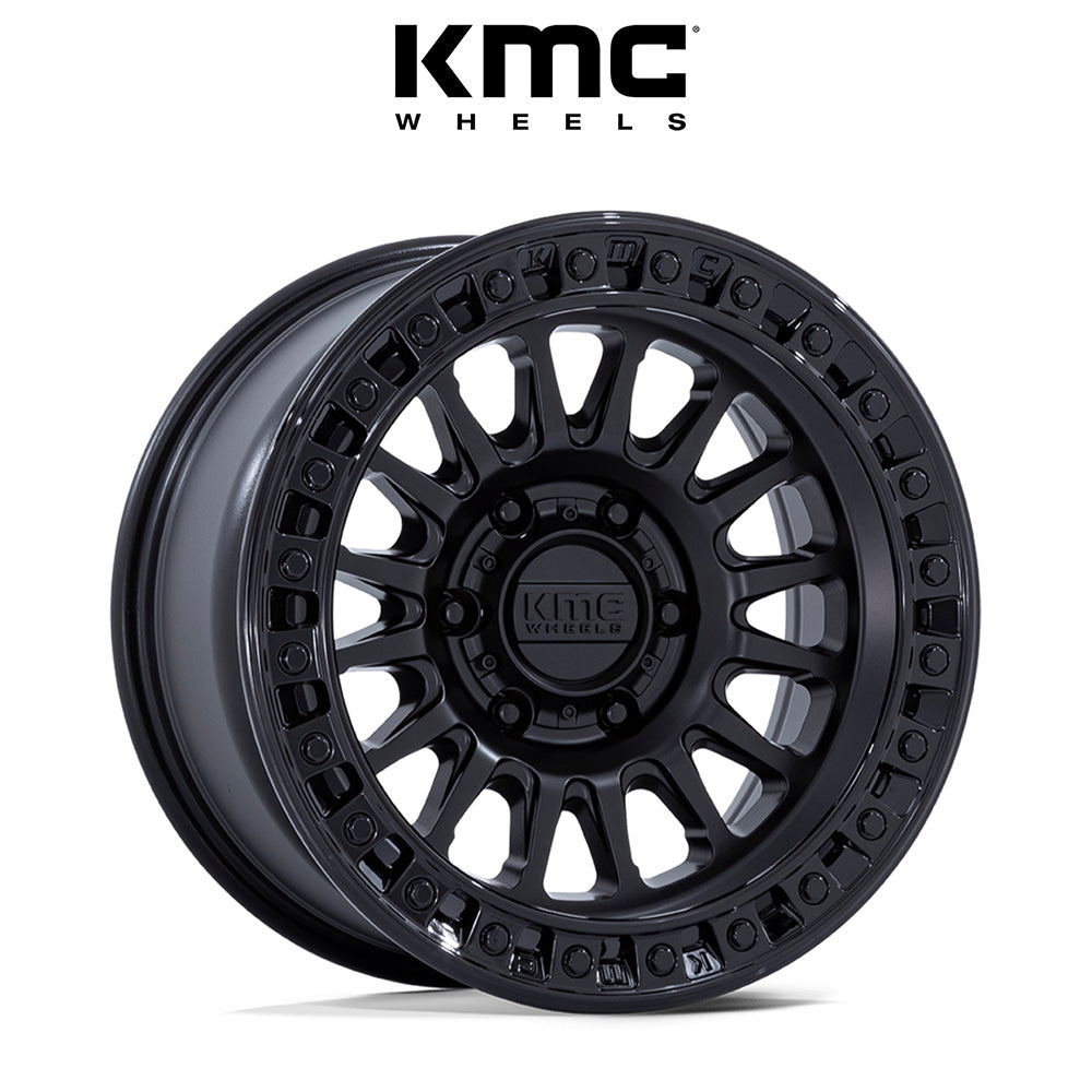 トヨタ ランドクルーザー用 KMC IMS 17x8.5J ET 25 フロント、リア マットブラック ＆ グロスブラック・リップ ホイール４本セット　KMC IMS 17X8.5 6X5.5 106 +25 M-BLK G-BLK-LP (消費税、送料込み)