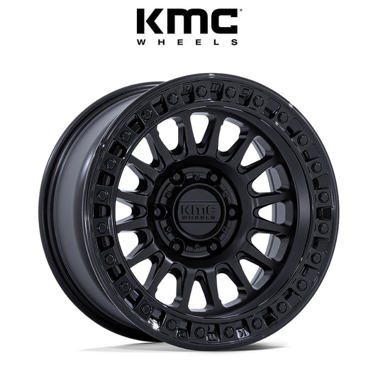 トヨタ ランドクルーザー用 KMC IMS 17x8.5J ET 25 フロント、リア マットブラック ＆ グロスブラック・リップ ホイール４本セット　KMC IMS 17X8.5 6X5.5 106 +25 M-BLK G-BLK-LP (消費税、送料込み)