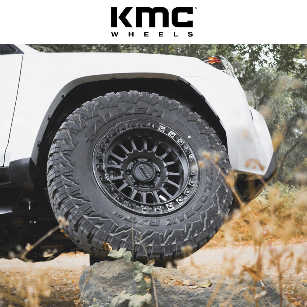 トヨタ ランドクルーザー用 KMC IMS 17x8.5J ET 25 フロント、リア マットブラック ＆ グロスブラック・リップ ホイール４本セット　KMC IMS 17X8.5 6X5.5 106 +25 M-BLK G-BLK-LP (消費税、送料込み)