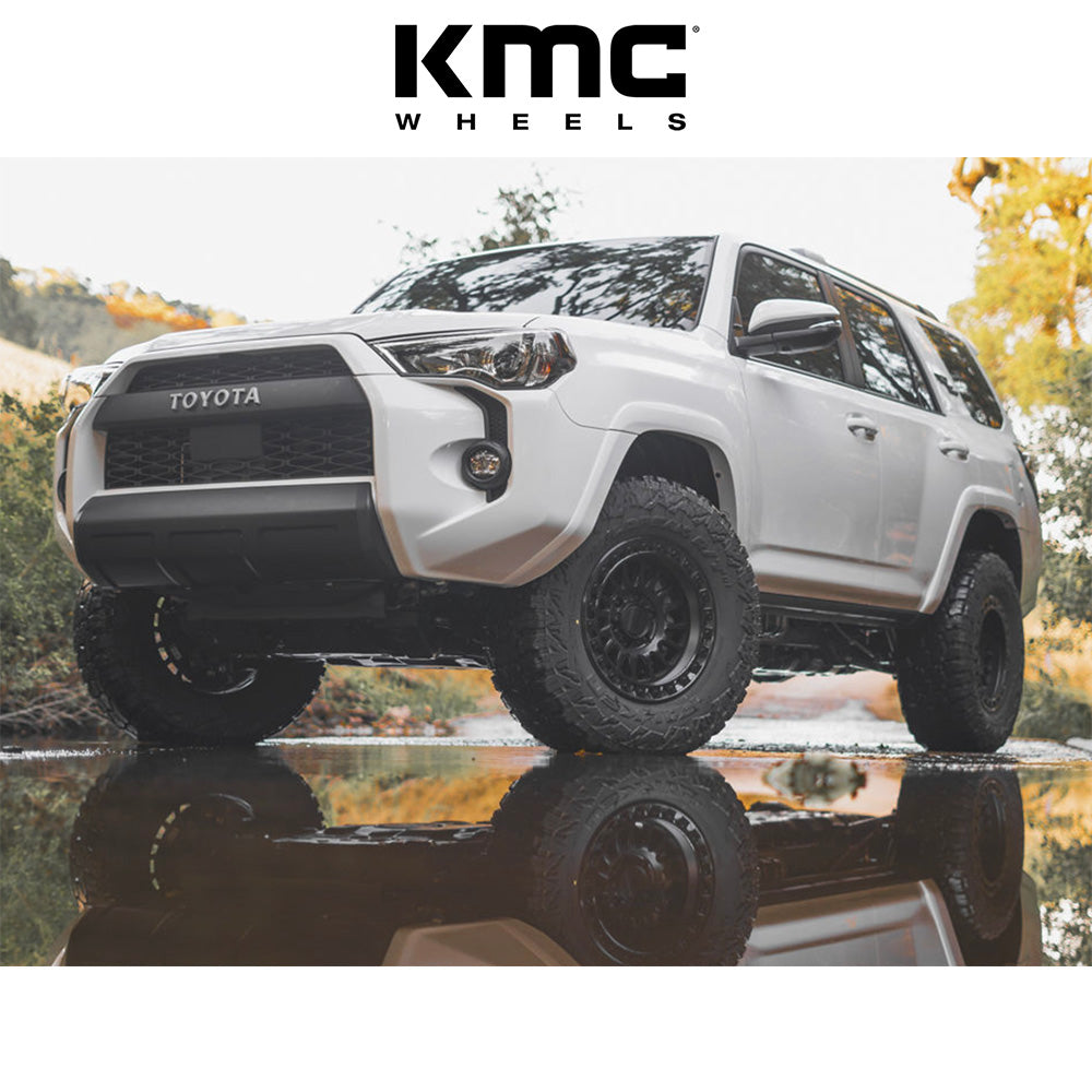 トヨタ ランドクルーザー用 KMC IMS 17x8.5J ET 25 フロント、リア マットブラック ＆ グロスブラック・リップ ホイール４本セット　KMC IMS 17X8.5 6X5.5 106 +25 M-BLK G-BLK-LP (消費税、送料込み)