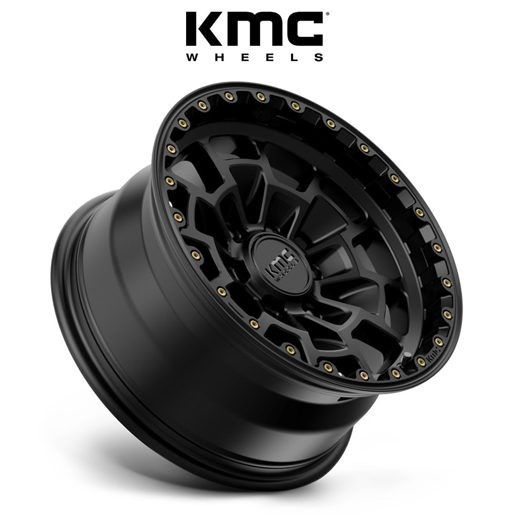 トヨタ ランドクルーザー用 KMC サミット 17x8.5J ET 18 フロント、リア サテンブラック ホイール４本セット　KMC KM718 17X8.5 6X5.5 S-BLK 18MM (消費税、送料込み)