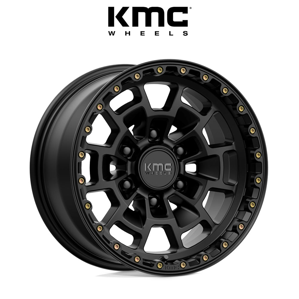 トヨタ ランドクルーザー用 KMC サミット 17x8.5J ET 18 フロント、リア サテンブラック ホイール４本セット　KMC KM718 17X8.5 6X5.5 S-BLK 18MM (消費税、送料込み)