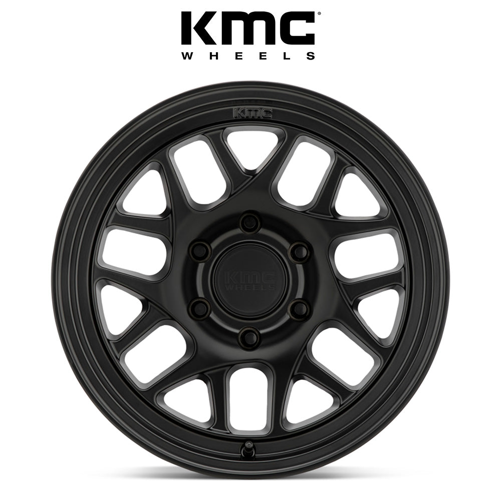 トヨタ ランドクルーザー用 KMC ブリー オーエル 17x8.5J ET 18 フロント、リア サテンブラック ホイール４本セット　KMC KM717 17X8.5 6X5.5 S-BLK 18MM (消費税、送料込み)