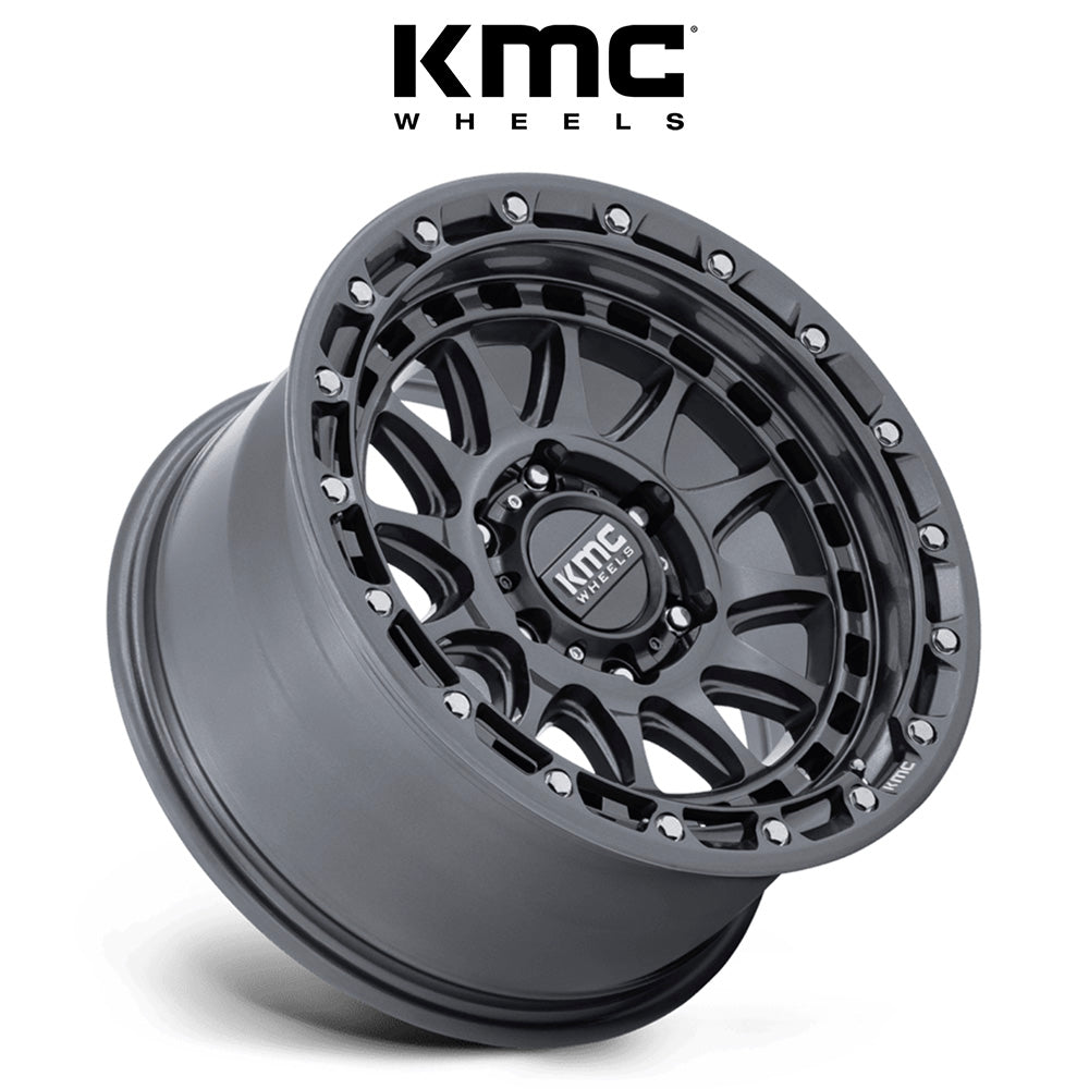 トヨタ ランドクルーザー用 KMC クラクス 17x8.5J ET 25 フロント、リア グロスガンメタル ホイール４本セット　KMC CRUX 17X8.5 6X5.5 106 +25 G-GNMTL (消費税、送料込み)