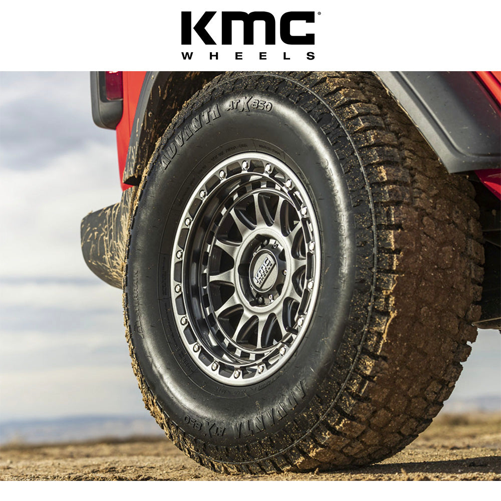 トヨタ ランドクルーザー用 KMC クラクス 17x8.5J ET 25 フロント、リア グロスガンメタル ホイール４本セット　KMC CRUX 17X8.5 6X5.5 106 +25 G-GNMTL (消費税、送料込み)
