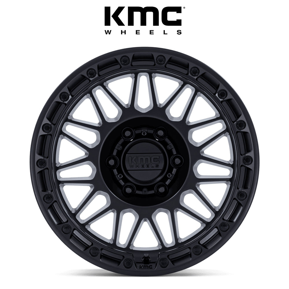 トヨタ ランドクルーザー用 KMC アタック 17x8.5J ET 25 フロント、リア マットブラック ホイール４本セット　KMC ATTACK 17X8.5 6X5.5 106 +25 M-BLK (消費税、送料込み)