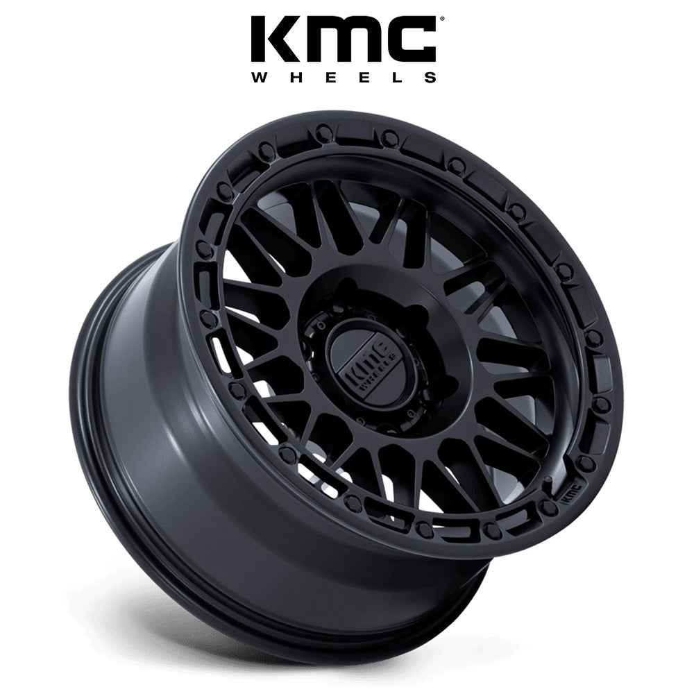 トヨタ ランドクルーザー用 KMC アタック 17x8.5J ET 25 フロント、リア マットブラック ホイール４本セット　KMC ATTACK 17X8.5 6X5.5 106 +25 M-BLK (消費税、送料込み)