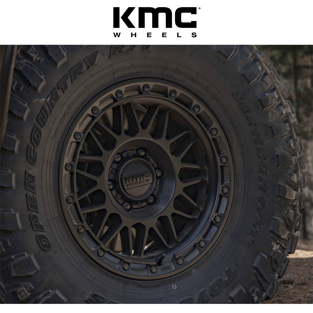 トヨタ ランドクルーザー用 KMC アタック 17x8.5J ET 25 フロント、リア マットブラック ホイール４本セット　KMC ATTACK 17X8.5 6X5.5 106 +25 M-BLK (消費税、送料込み)