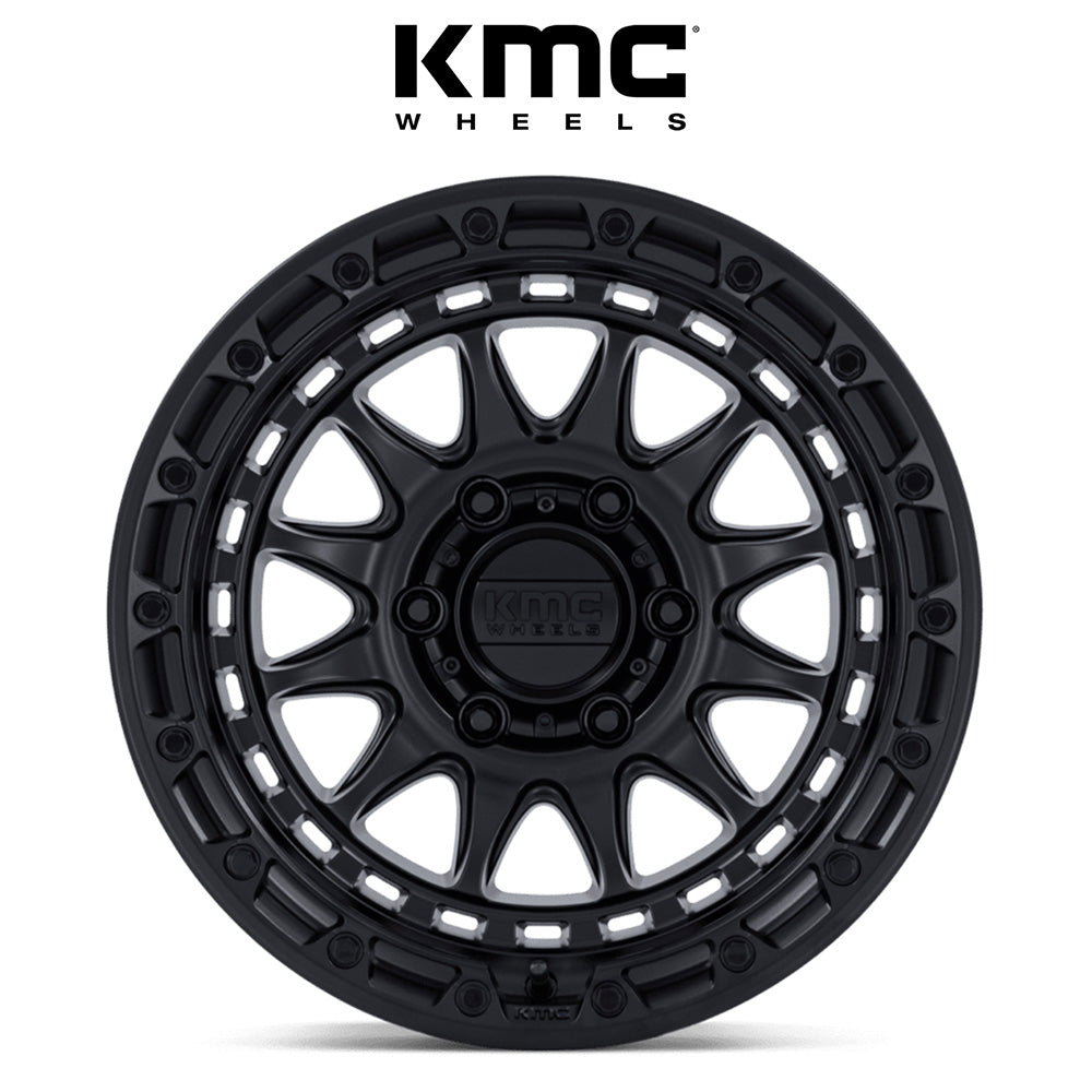 トヨタ ランドクルーザー用 KMC クラクス 17x8.5J ET 25 フロント、リア ブラックアウト ホイール４本セット　KMC CRUX 17X8.5 6X5.5 106 +25 BLK-OUT (消費税、送料込み)