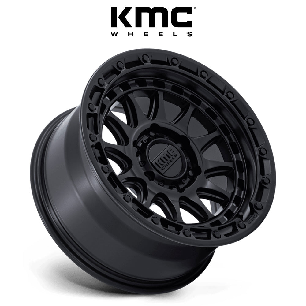 トヨタ ランドクルーザー用 KMC クラクス 17x8.5J ET 25 フロント、リア ブラックアウト ホイール４本セット　KMC CRUX 17X8.5 6X5.5 106 +25 BLK-OUT (消費税、送料込み)