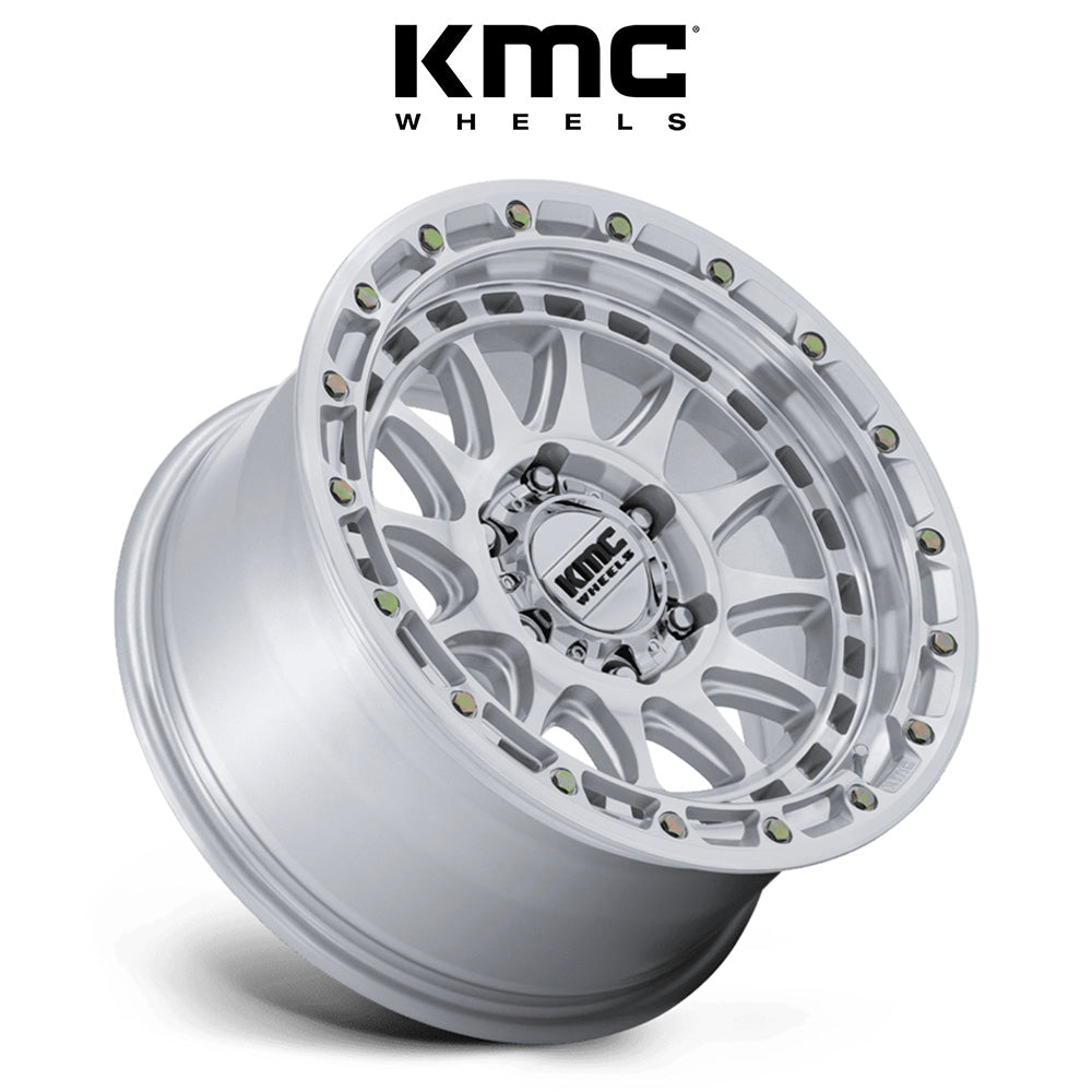 トヨタ ランドクルーザー用 KMC クラクス 17x8.5J ET 25 フロント、リア グロスシルバーマシンフェイス ホイール４本セット　KMC CRUX 17X8.5 6X5.5 106 +25 G-SLV-MCH-FC (消費税、送料込み)