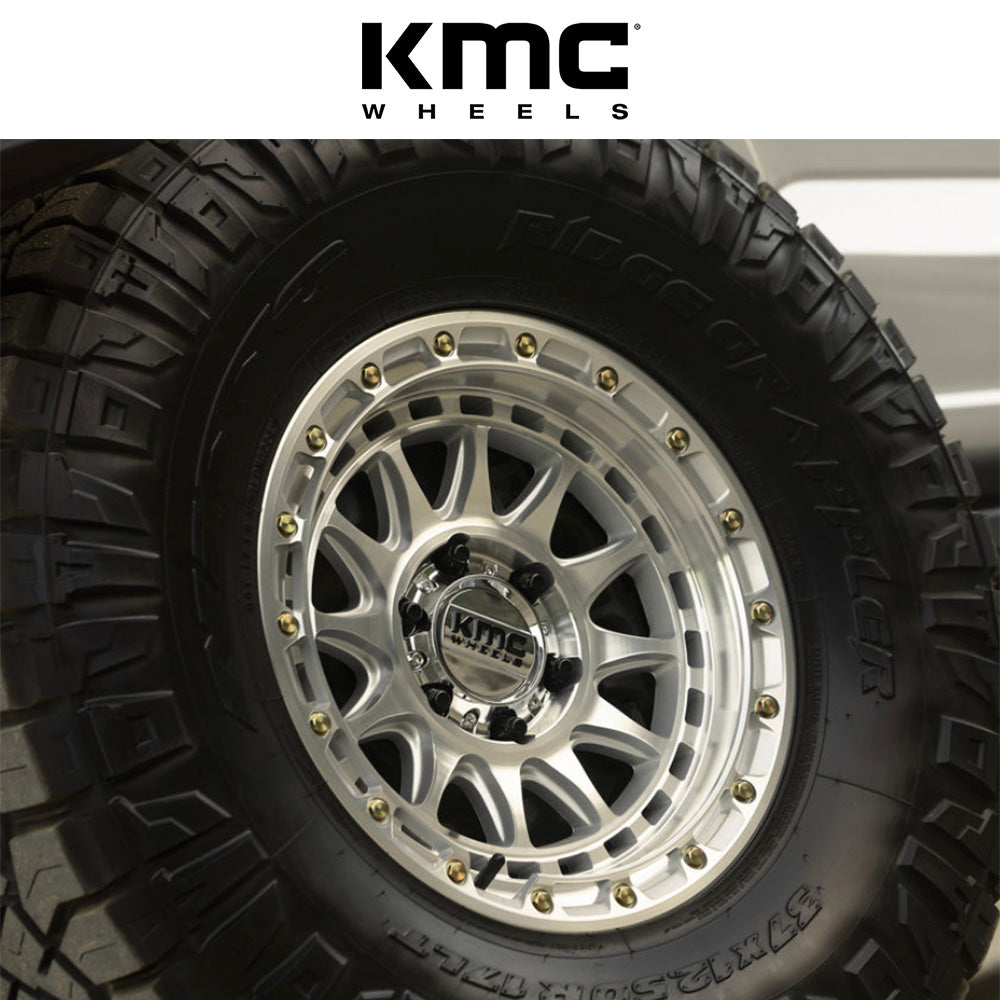 トヨタ ランドクルーザー用 KMC クラクス 17x8.5J ET 25 フロント、リア グロスシルバーマシンフェイス ホイール４本セット　KMC CRUX 17X8.5 6X5.5 106 +25 G-SLV-MCH-FC (消費税、送料込み)