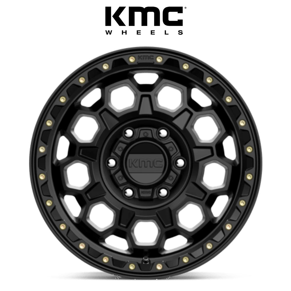 トヨタ ランドクルーザー用 KMC トレック 17x8J ET 35 フロント、リア サテンブラック ホイール４本セット　KMC KM545 17X8 6X5.5 S-BLK 35MM (消費税、送料込み)
